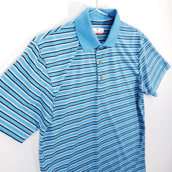 Grand Slam Polo Shirt Mens Small Blue Striped Short Sleeve Athletic Performance - Picture 3 of 6